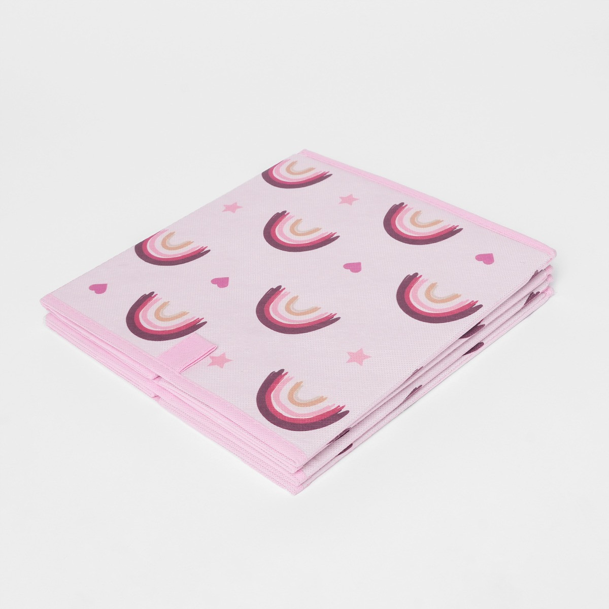 OHS Rainbow Print Cube Storage Boxes, Blush - 2 Pack>