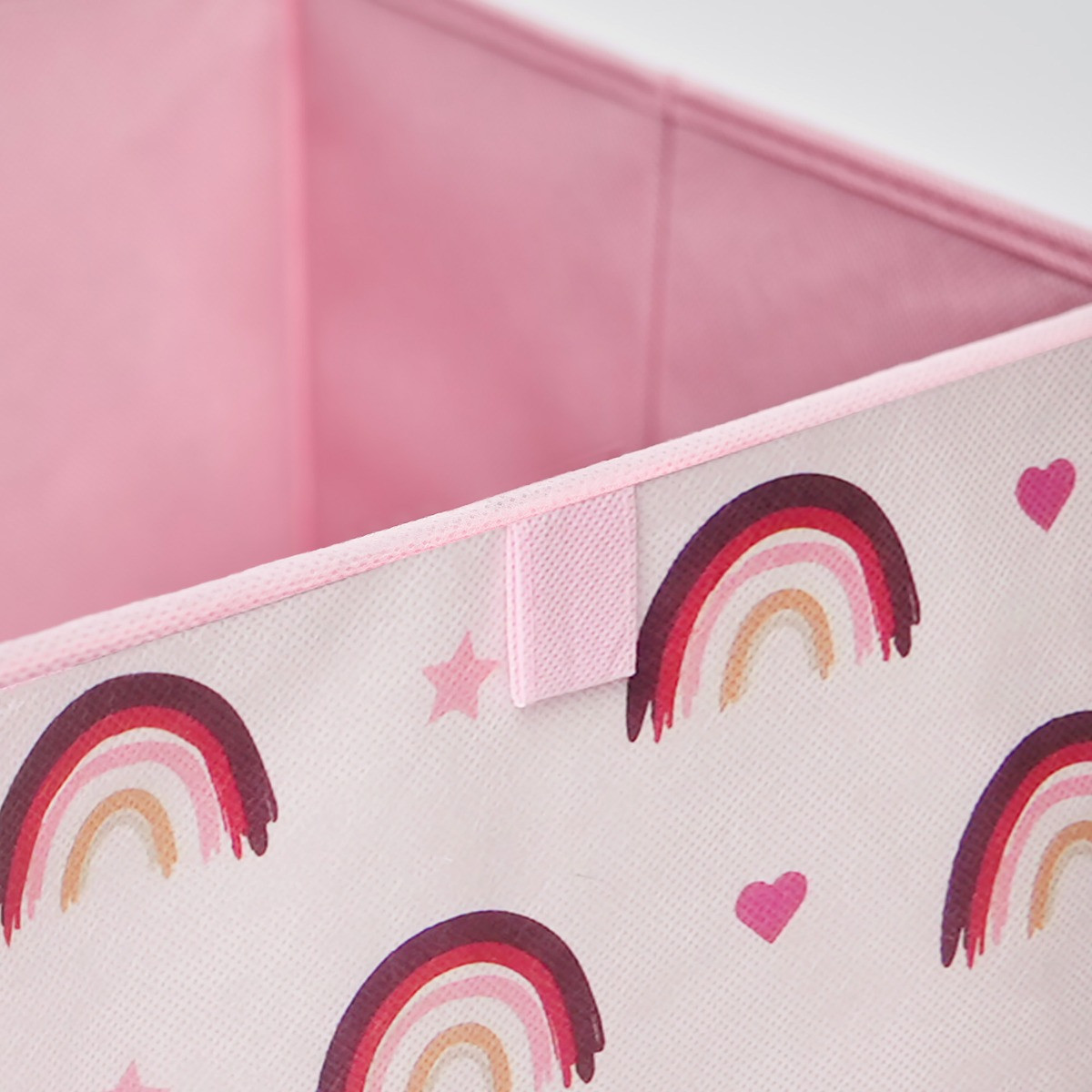 OHS Rainbow Print Cube Storage Boxes, Blush - 2 Pack>