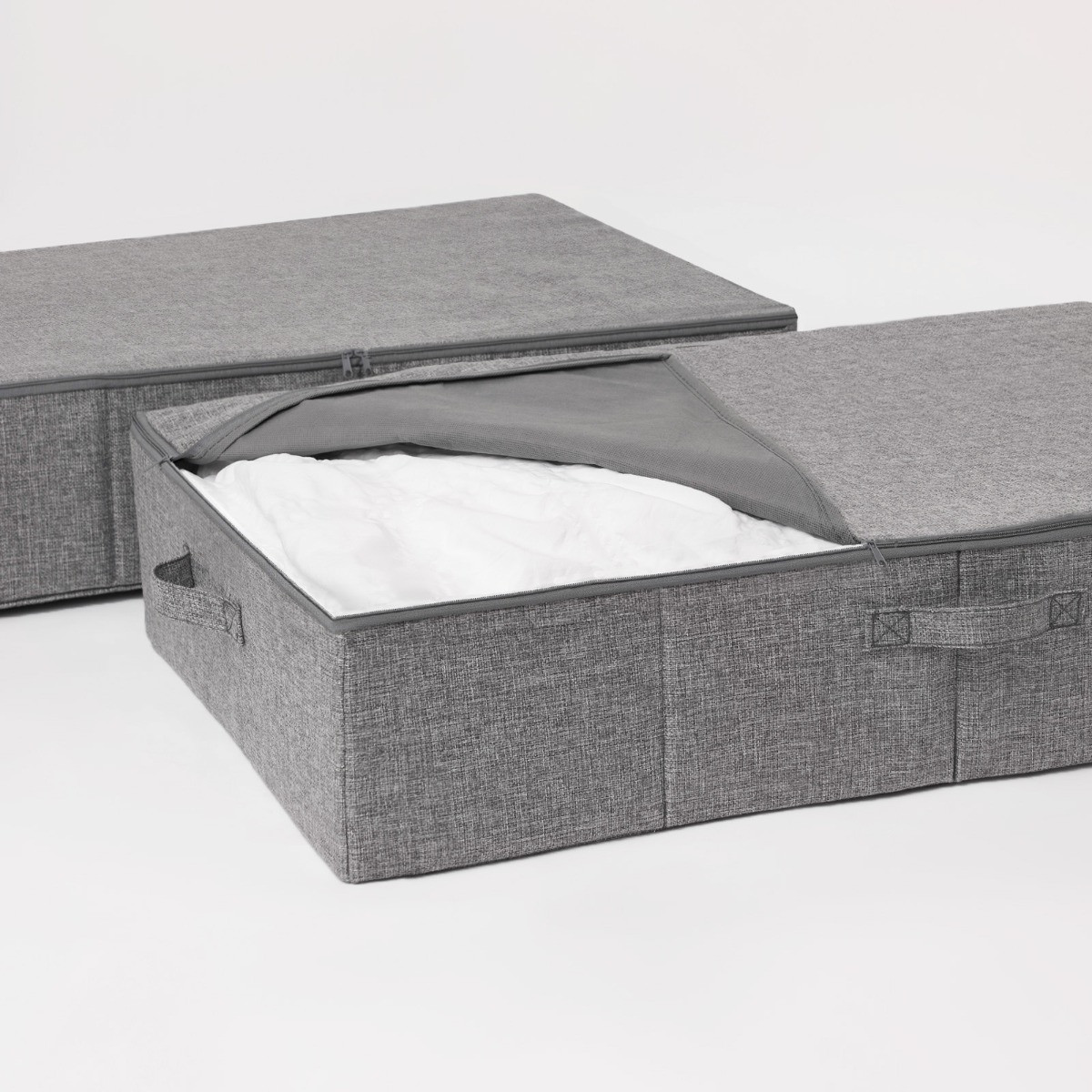 OHS Faux Linen Underbed Storage Bag, Charcoal - 2 Pack>