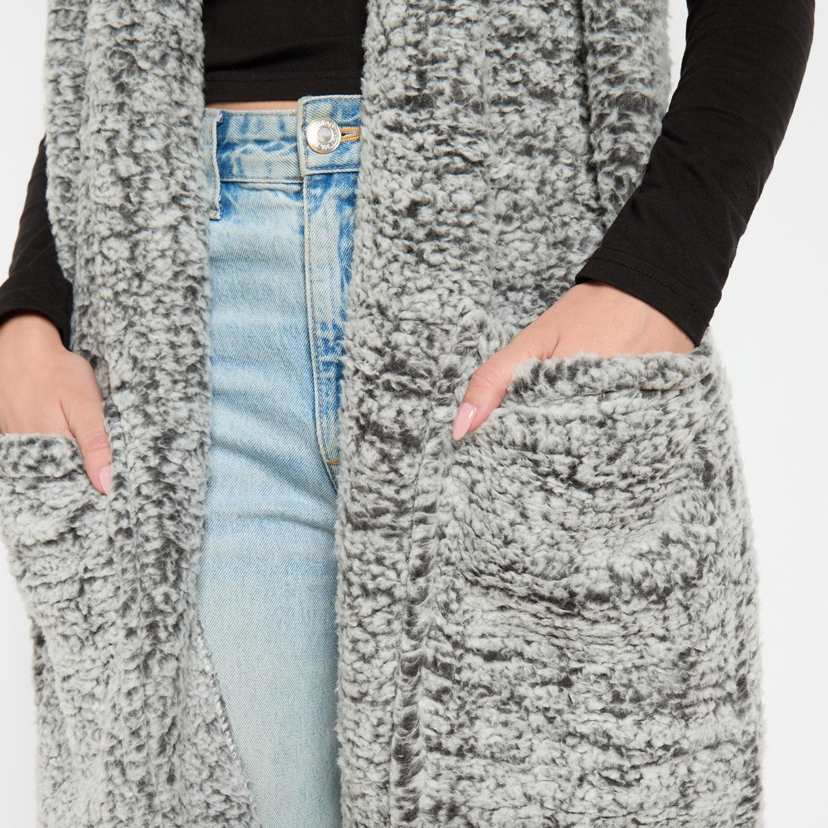 OHS Teddy Marl Pocket Scarf - Charcoal>