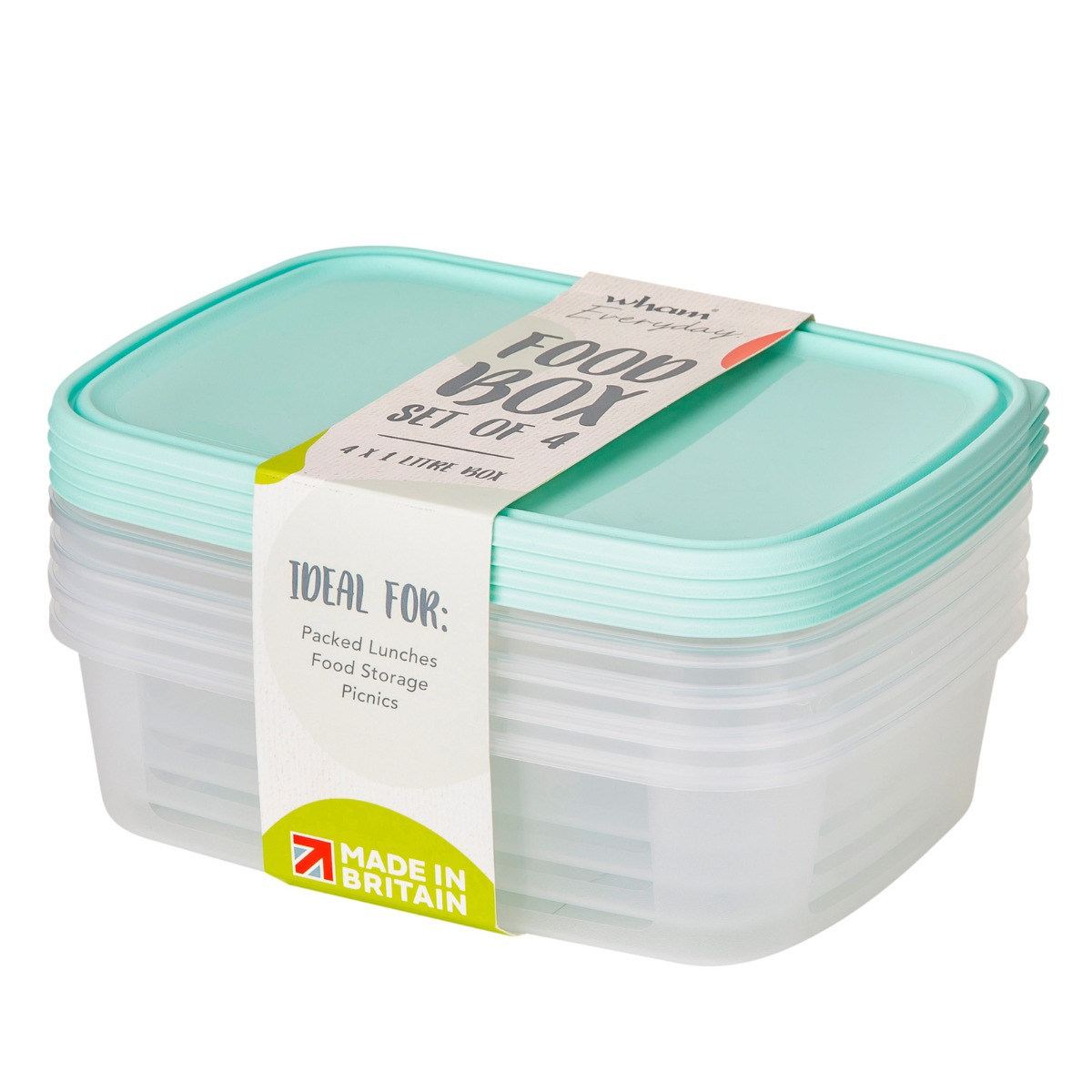 Wham Set of 4 Everyday Food Boxes 1 Litre - Clear>