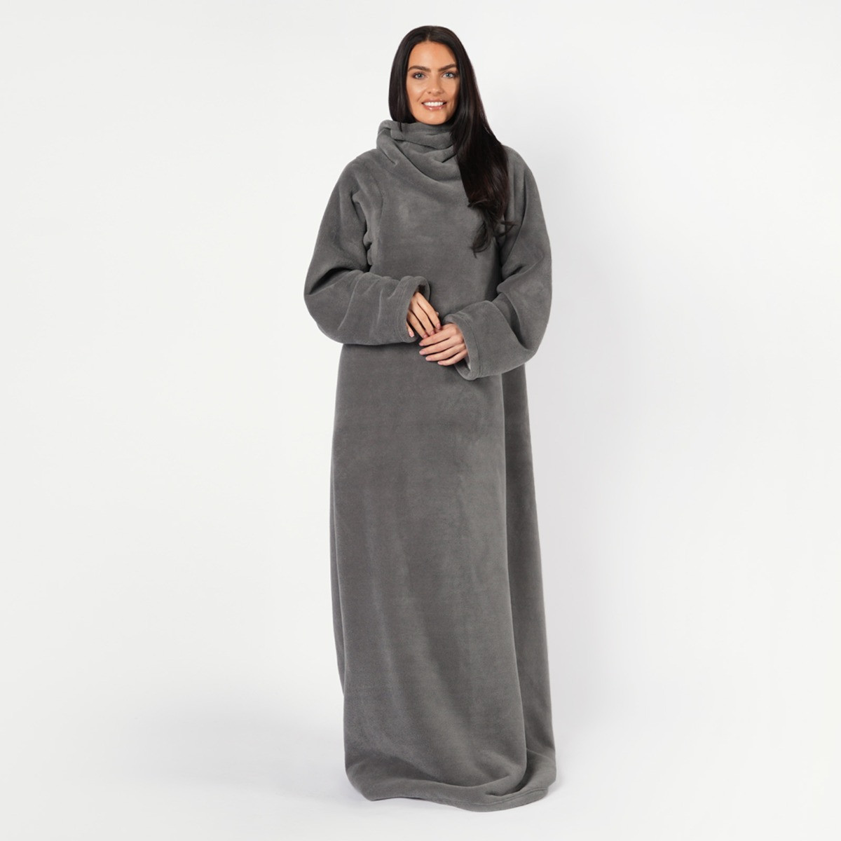 OHS Sherpa Wearable Blanket With Sleeves - Charcoal>