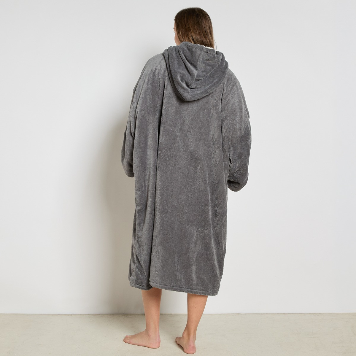 OHS Adults Extra-Long Electric Heated Hoodie Blanket - Charcoal>