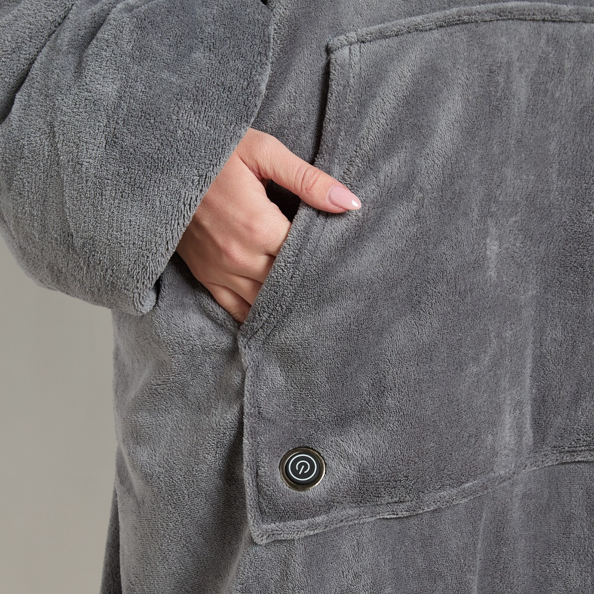OHS Adults Extra-Long Electric Heated Hoodie Blanket - Charcoal>