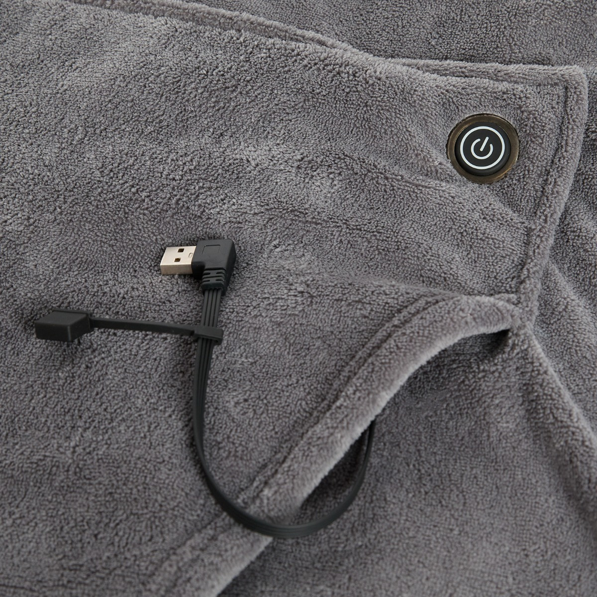 OHS Adults Extra-Long Electric Heated Hoodie Blanket - Charcoal>