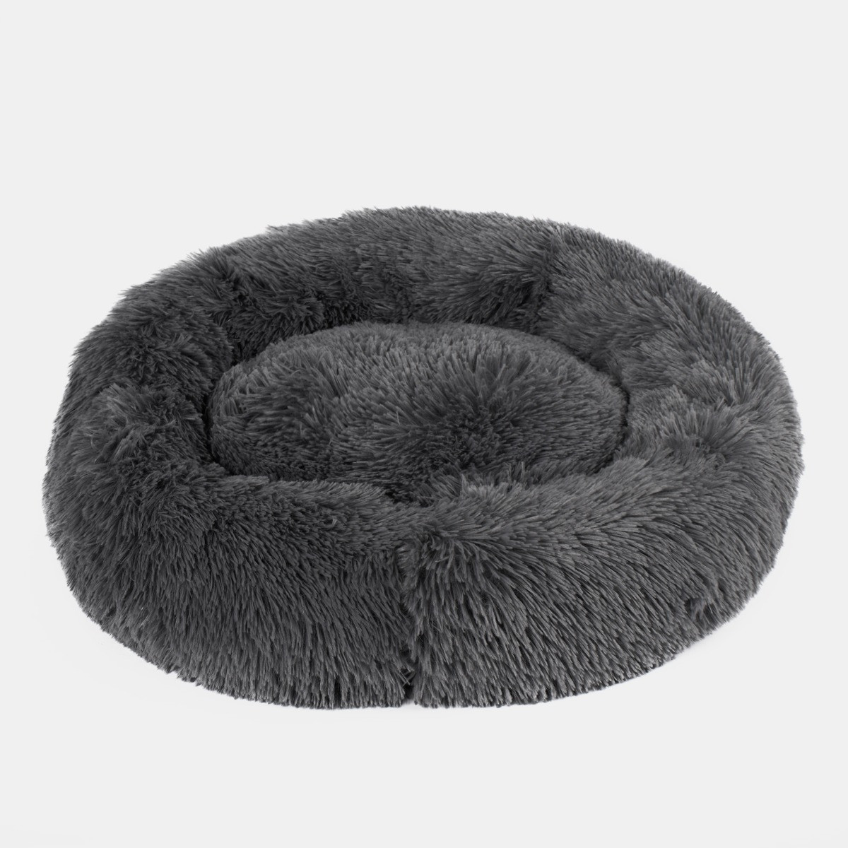 OHS Fluffy Round Calming Pet Bed, Charcoal - Large>