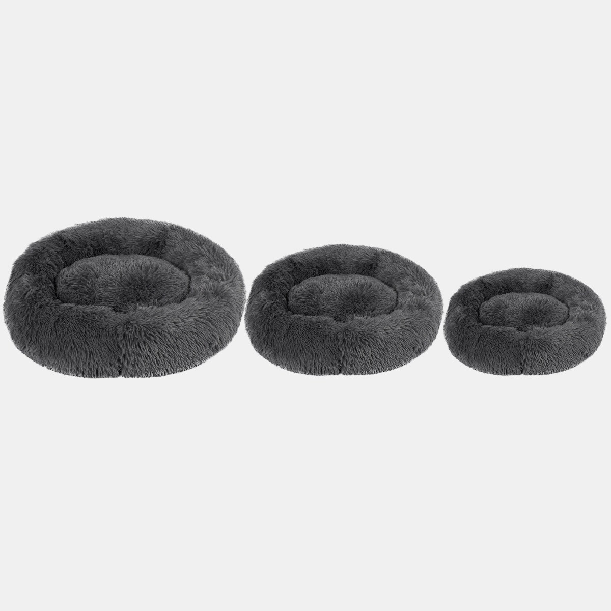 OHS Fluffy Round Calming Pet Bed, Charcoal - Large>