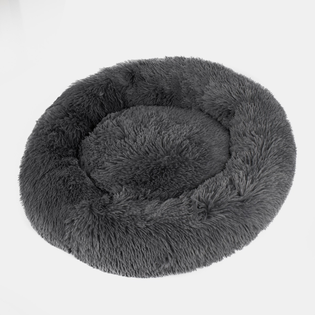 OHS Fluffy Round Calming Pet Bed, Charcoal - Large>
