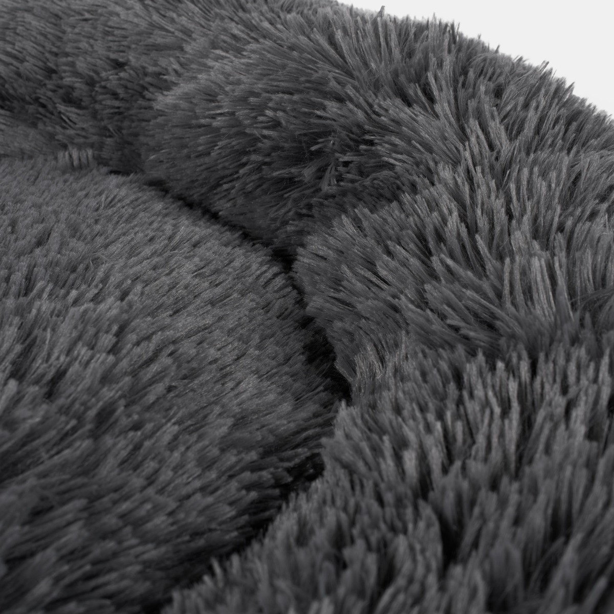 OHS Fluffy Round Calming Pet Bed, Charcoal - Medium>