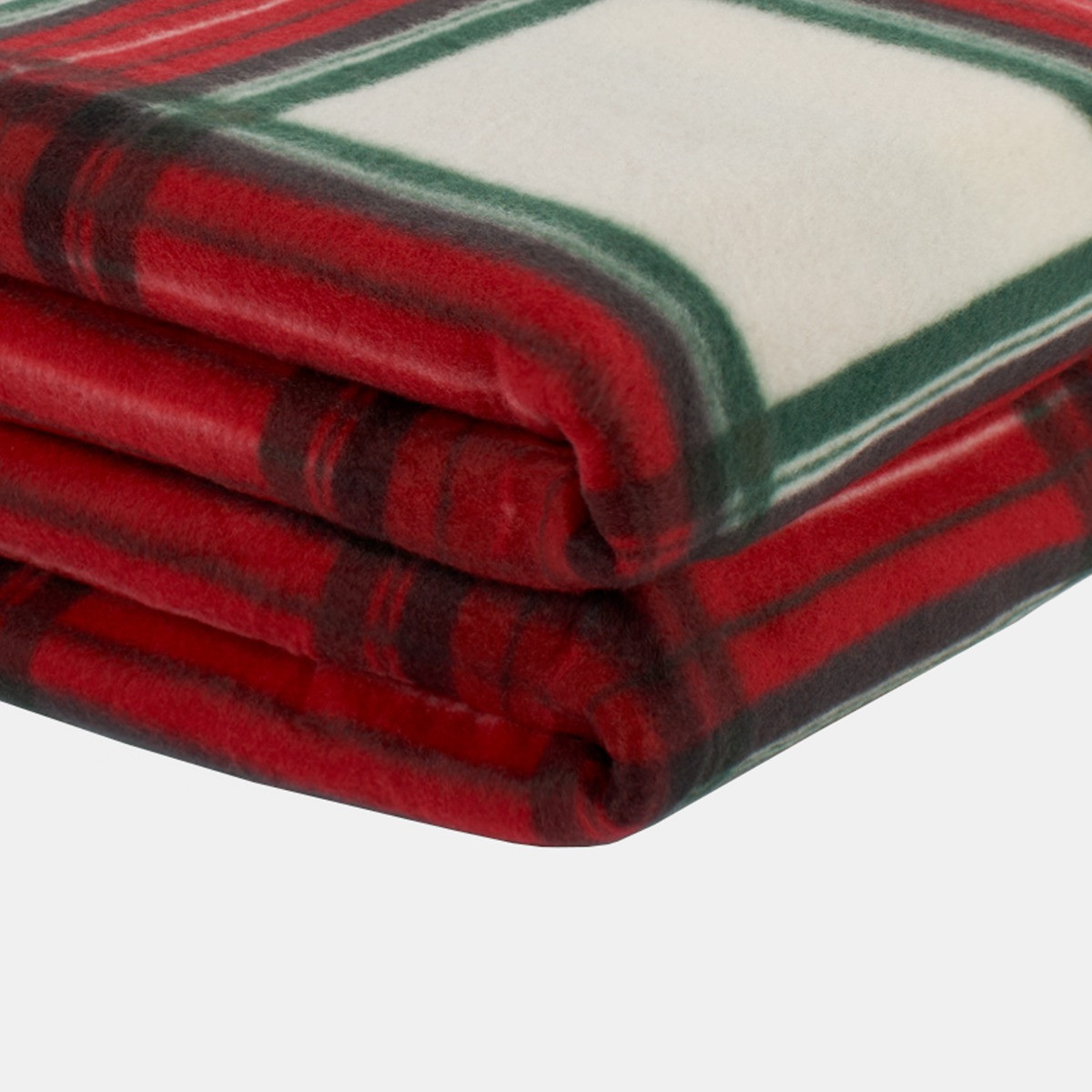 OHS Christmas Check Fleece Throw - Red/White>
