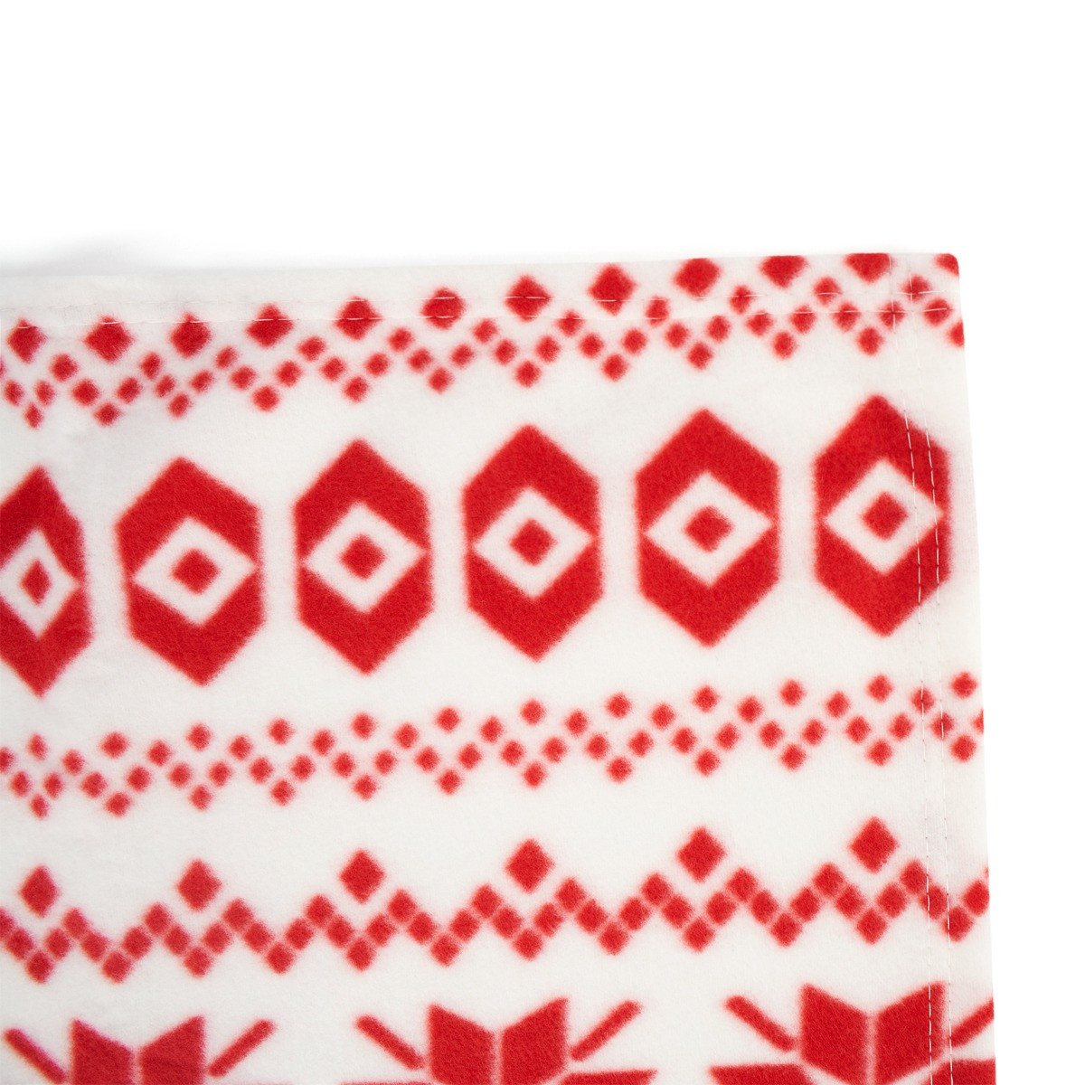 OHS Christmas Nordic Star Fleece Throw - Red/White>