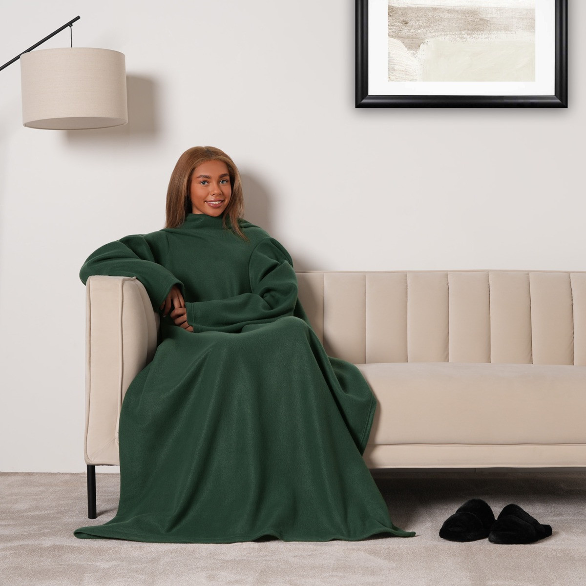 OHS Fleece Wearable Blanket With Sleeves - Forest Green>