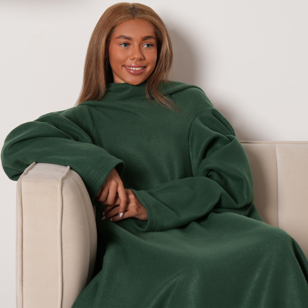 OHS Fleece Wearable Blanket With Sleeves - Forest Green>