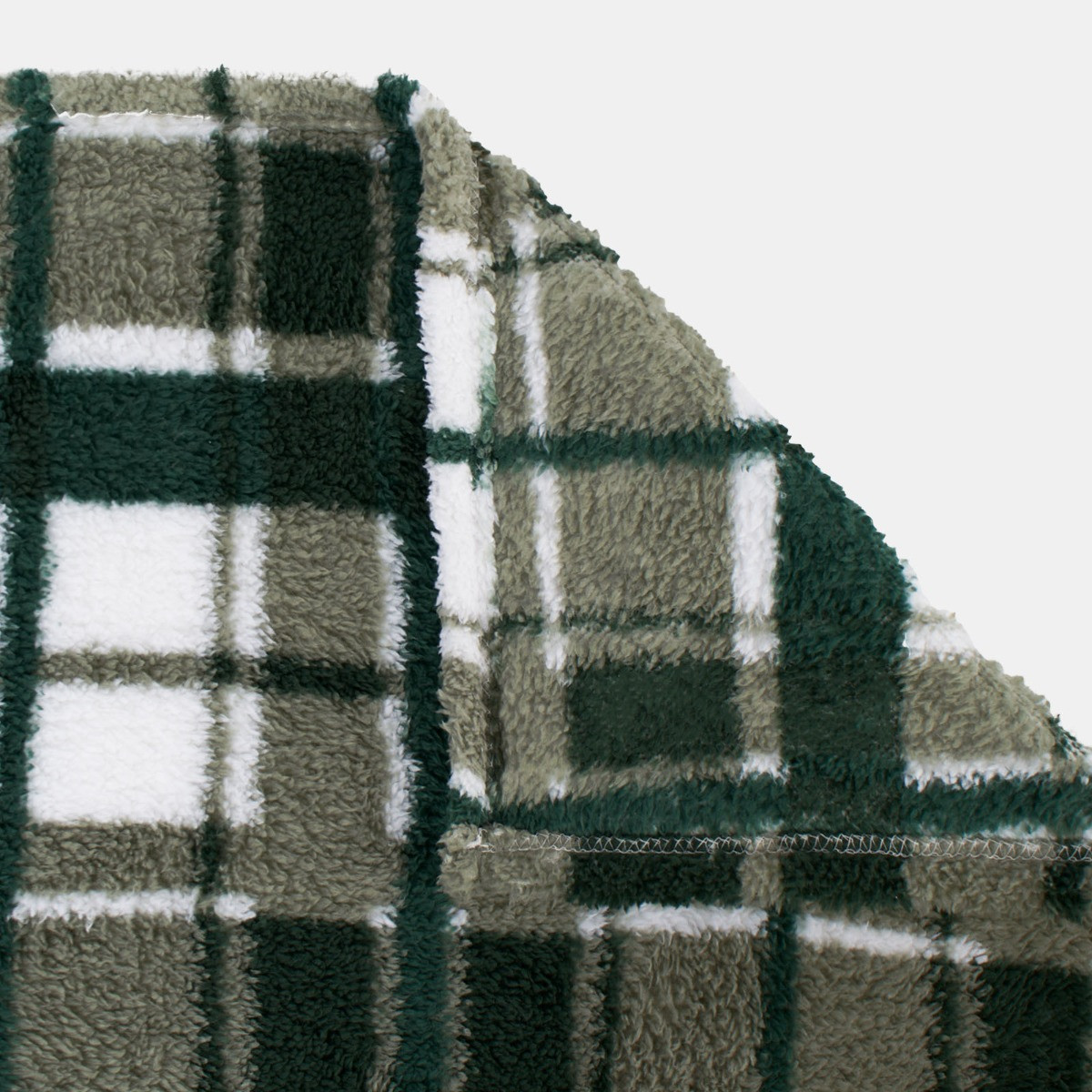 OHS Check Print Teddy Throw - Forest Green>