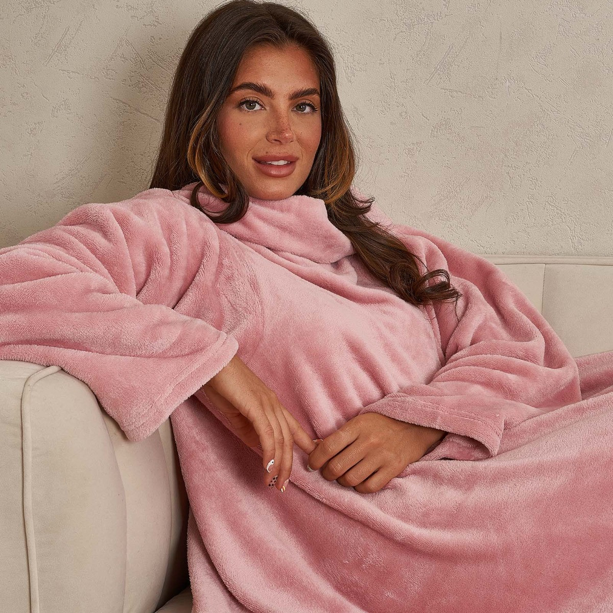 OHS Ultra Soft Wearable Blanket with Sleeves - Blush>