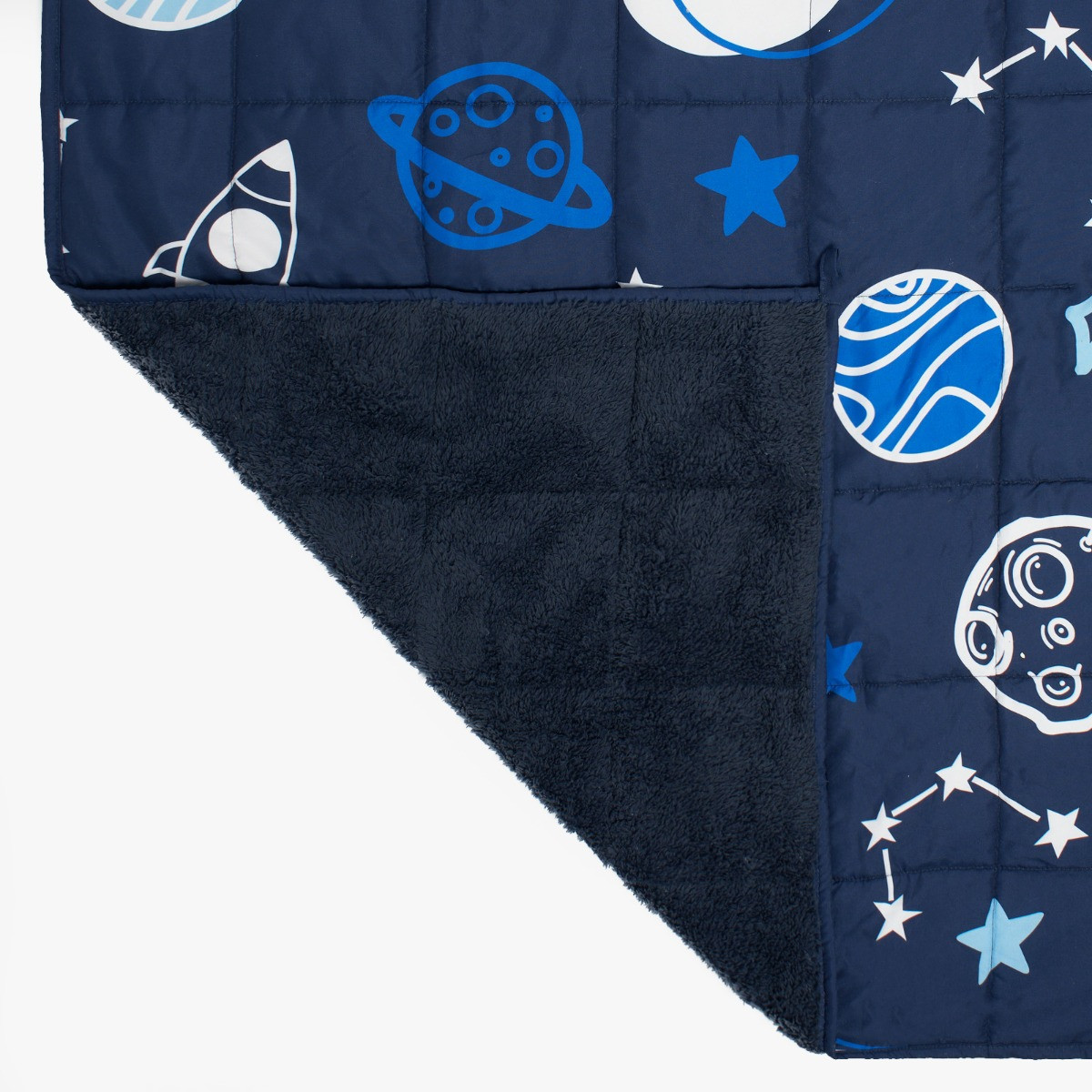 OHS Kids Teddy Fleece Space Weighted Blanket, Navy - 3kg>