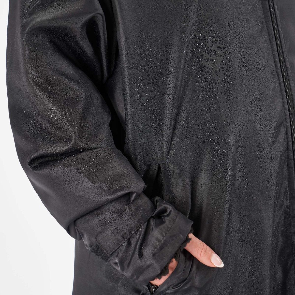 OHS Water Resistant Full Zip Changing Robe - Black>