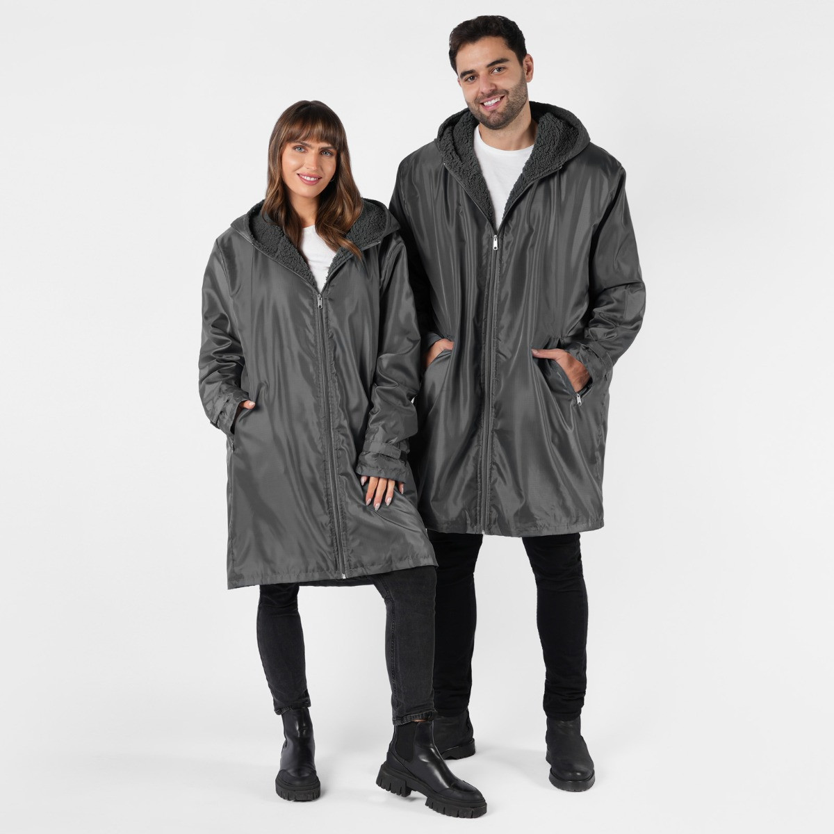 OHS Water Resistant Full Zip Changing Robe - Charcoal>