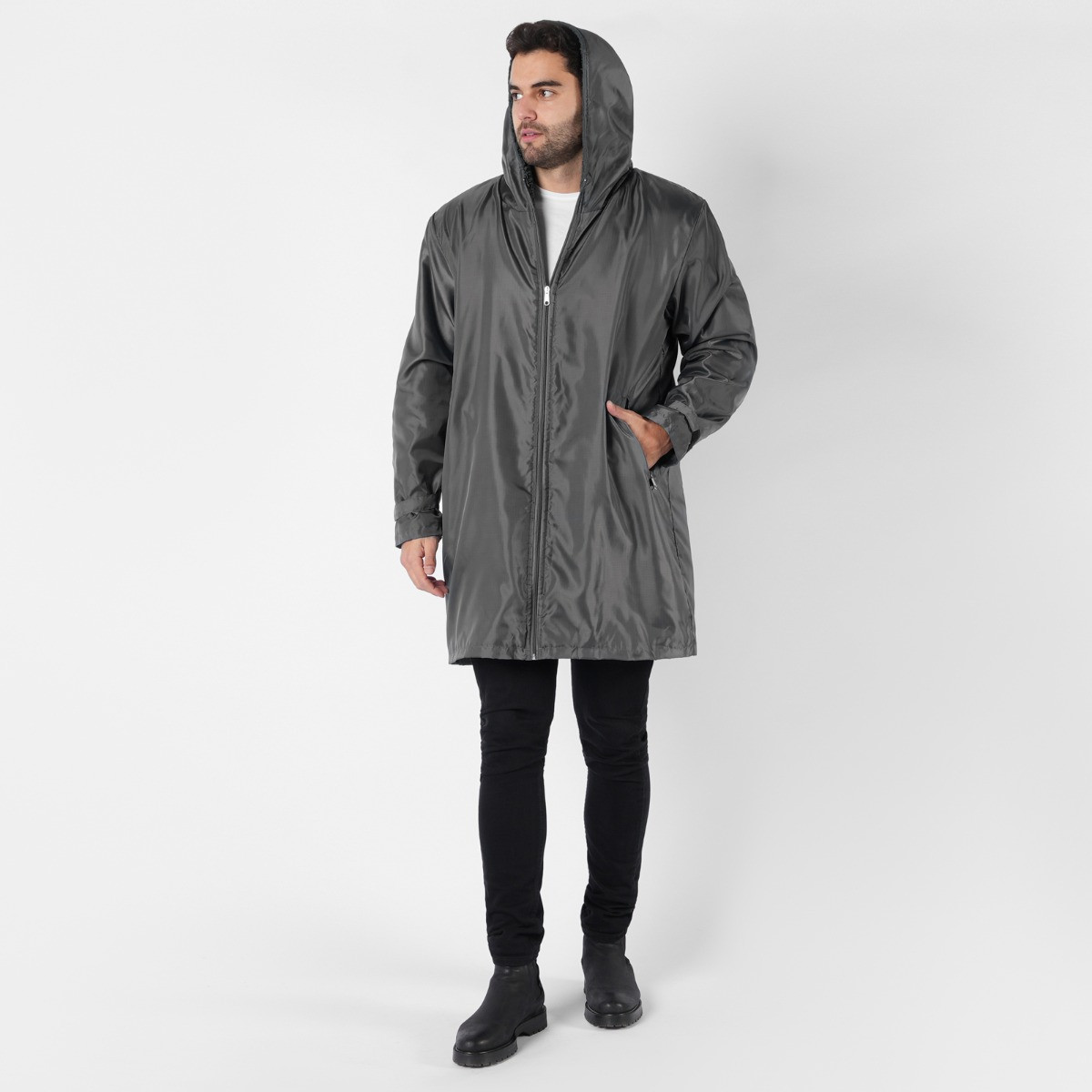 OHS Water Resistant Full Zip Changing Robe - Charcoal>