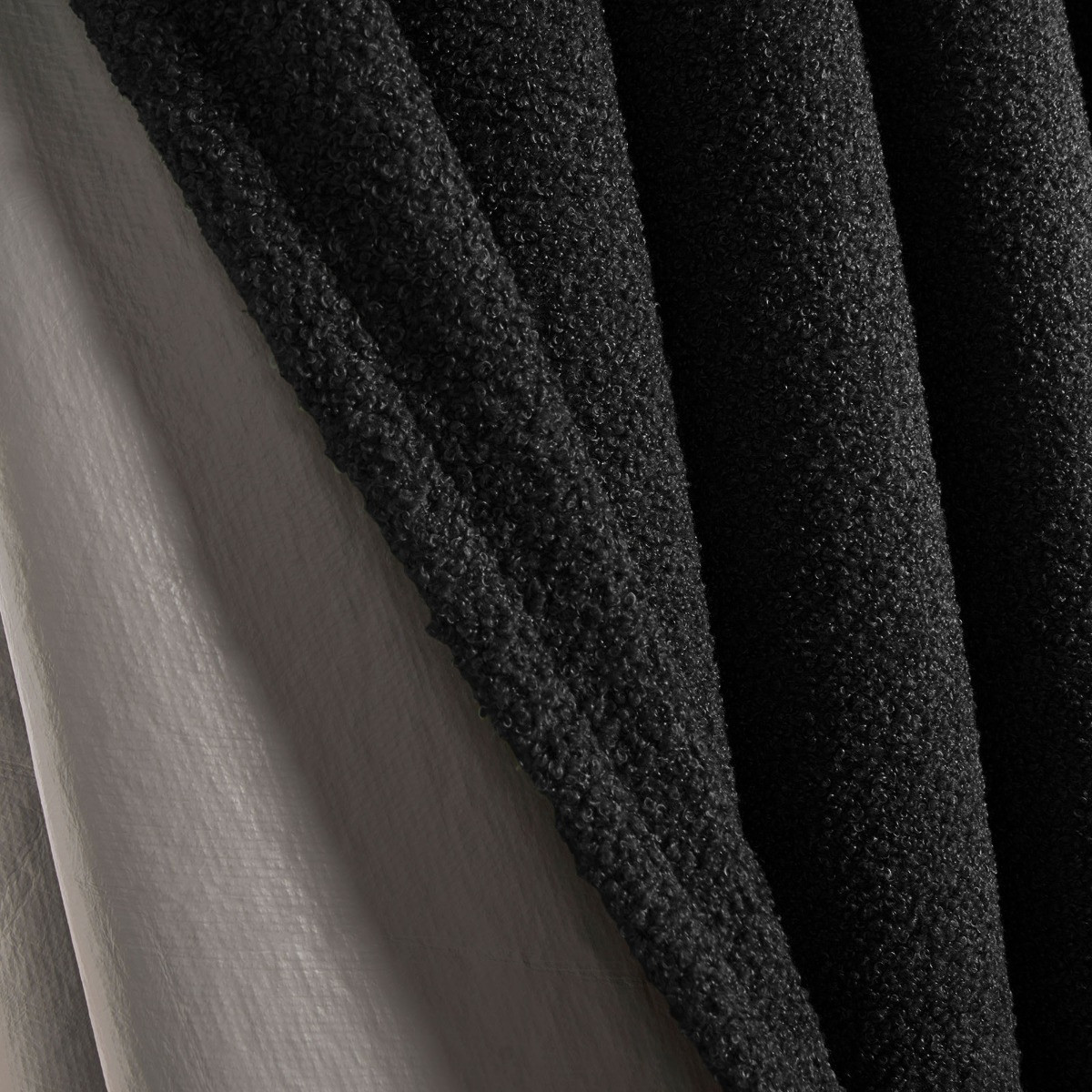 OHS Bouclé Pencil Pleat Curtains - Black>