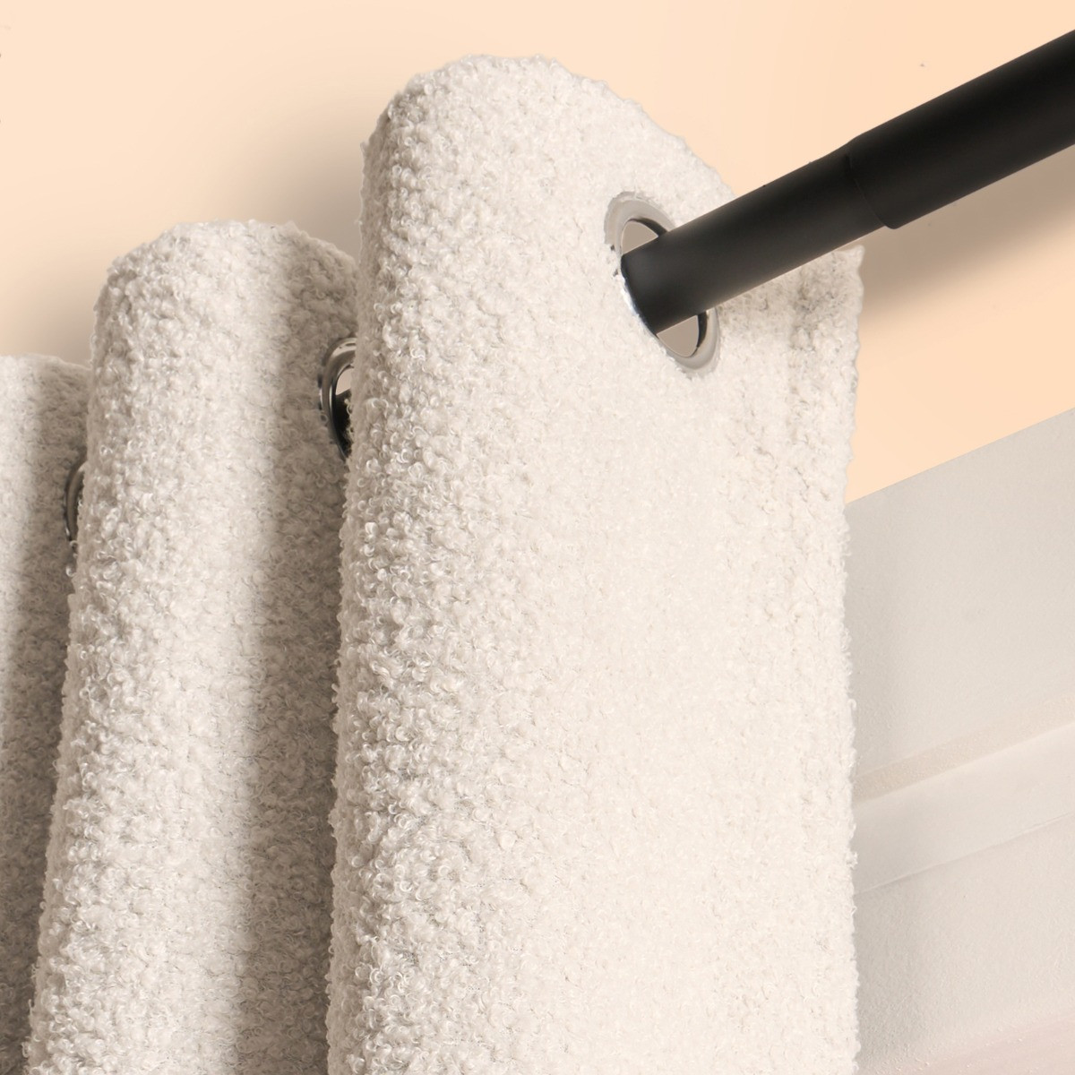 OHS Bouclé Eyelet Curtains, Cream - 66 x 54">