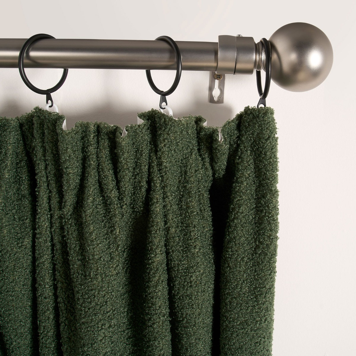 OHS Bouclé Pencil Pleat Curtains - Forest Green>