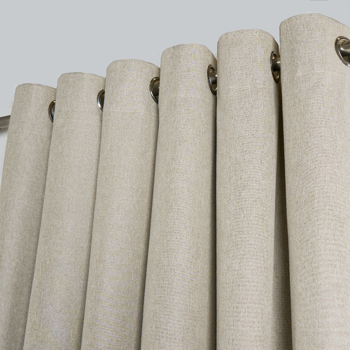 OHS Woven Texture Eyelet Ultra Blackout Curtains - Natural>