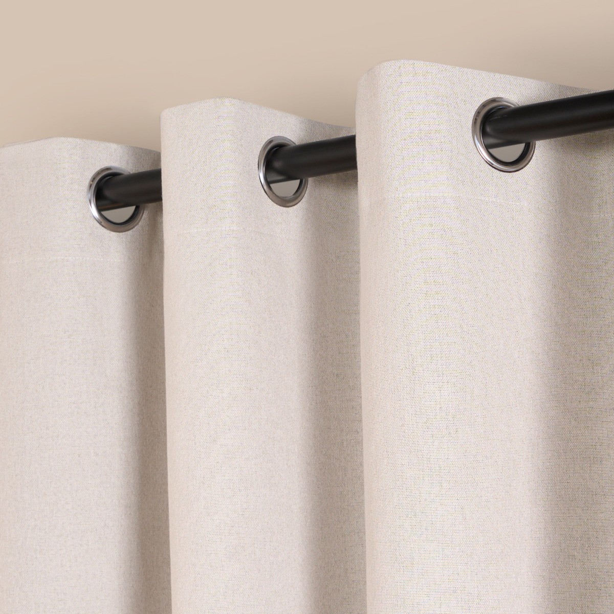 OHS Woven Texture Eyelet Ultra Blackout Curtains, Cream - 66 x 54">