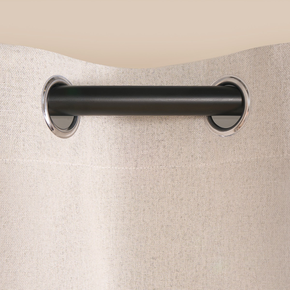 OHS Woven Texture Eyelet Ultra Blackout Curtains, Cream - 66 x 54">