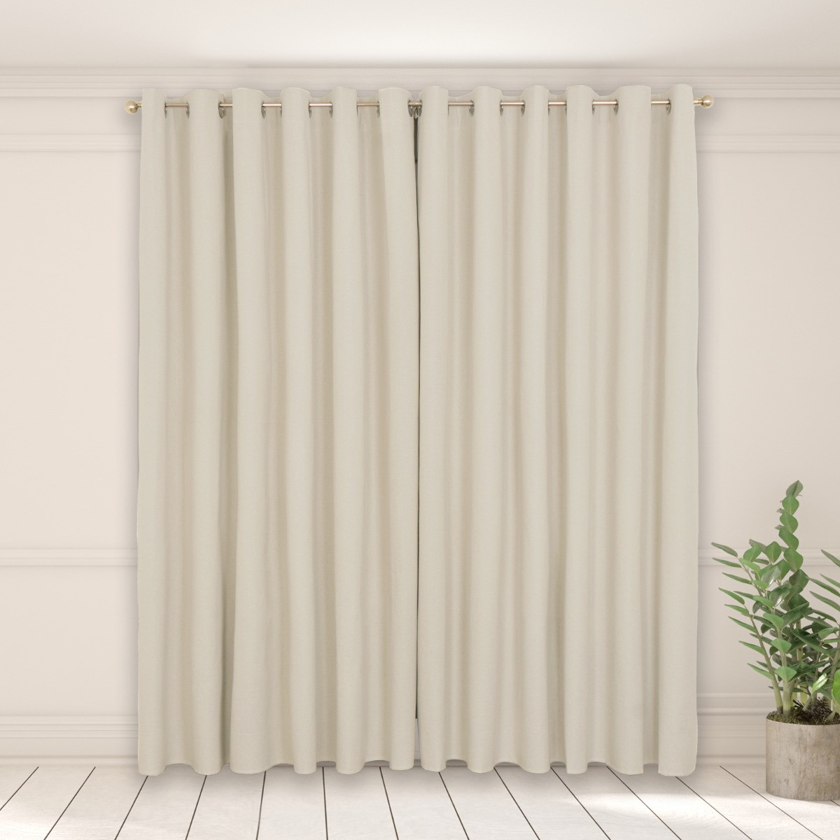 OHS Woven Texture Check Print Eyelet Blackout Curtains - Sage