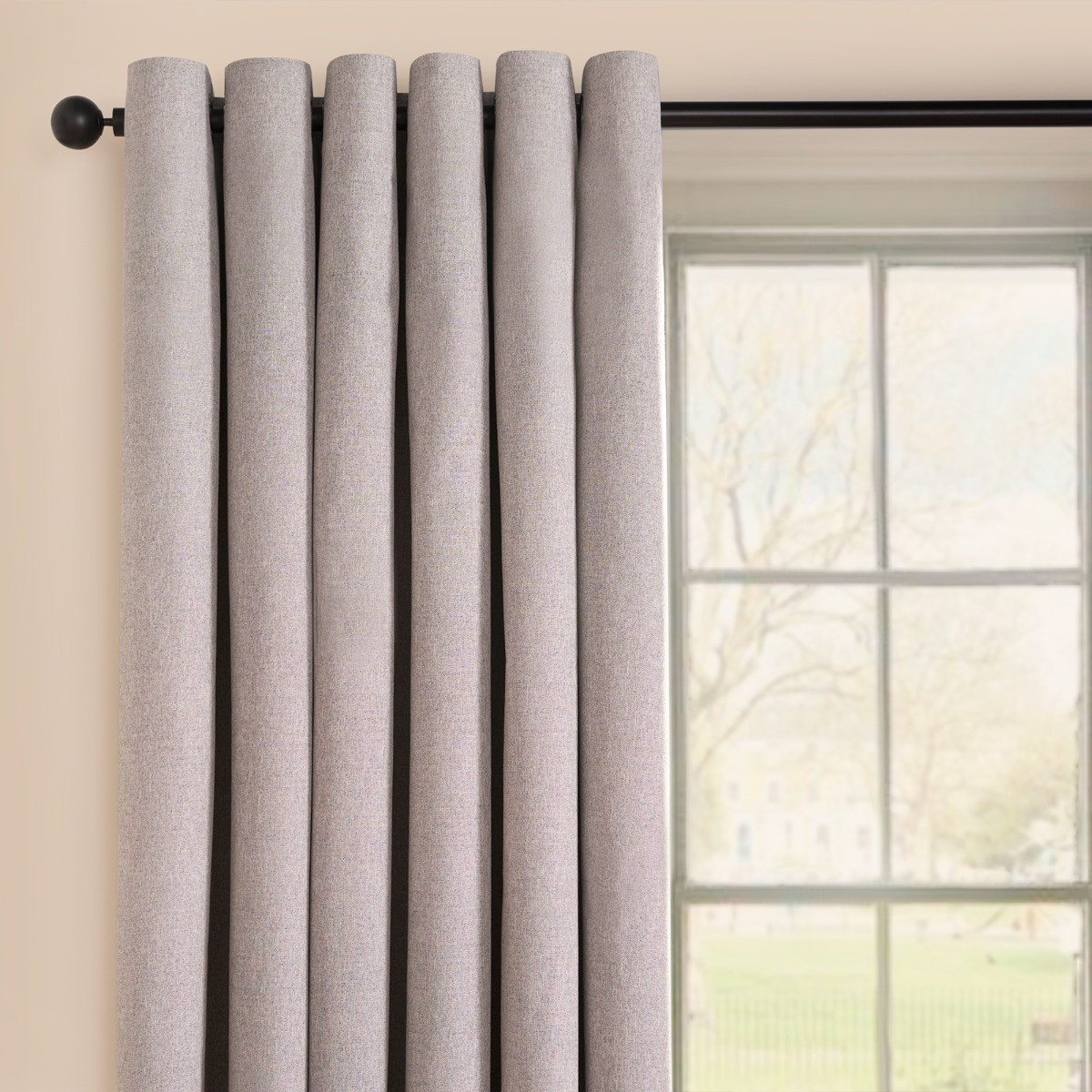 OHS Woven Texture Eyelet Ultra Blackout Curtains, Grey - 90 x 90">