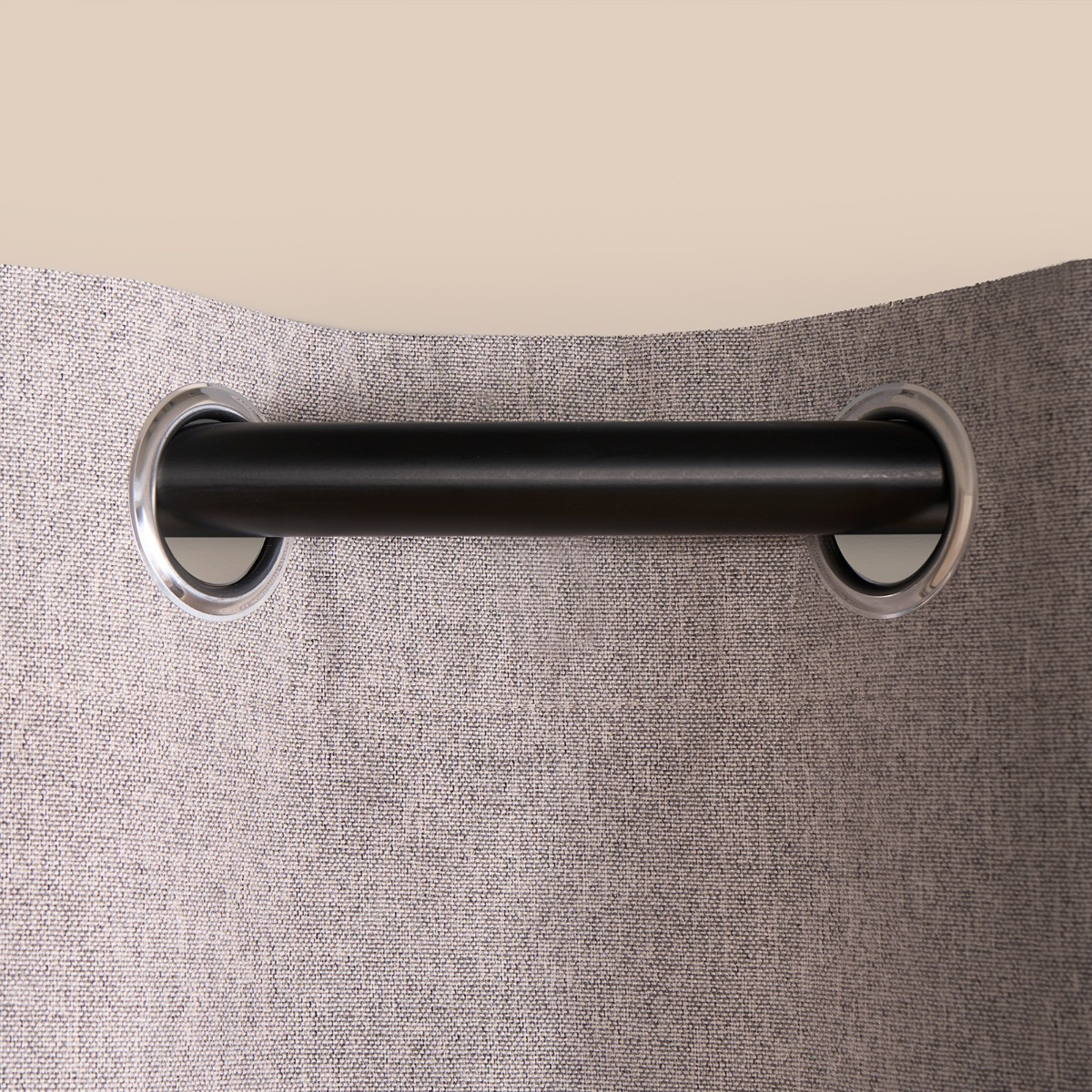 OHS Woven Texture Eyelet Ultra Blackout Curtains, Grey - 90 x 90">