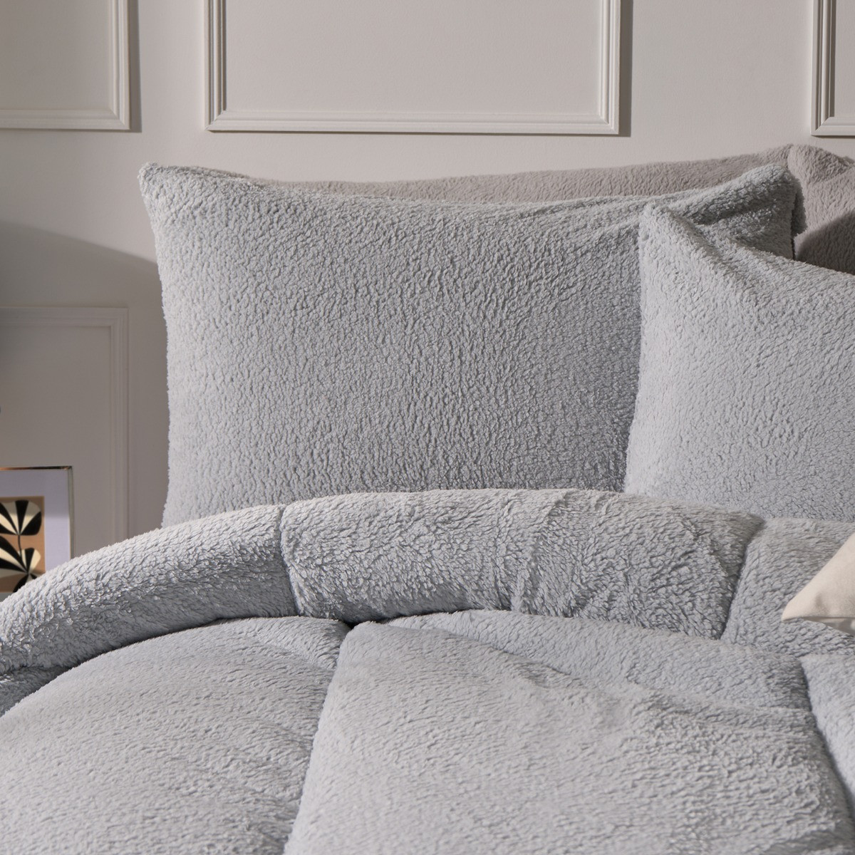 OHS Teddy Coverless 10.5 Duvet & Pillowcase, Silver - Single>