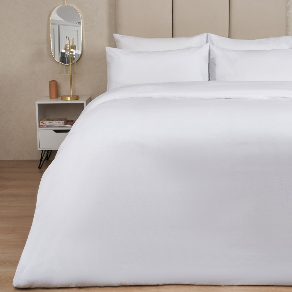 OHS 600 Thread Count Cotton Rich Duvet Cover Set White