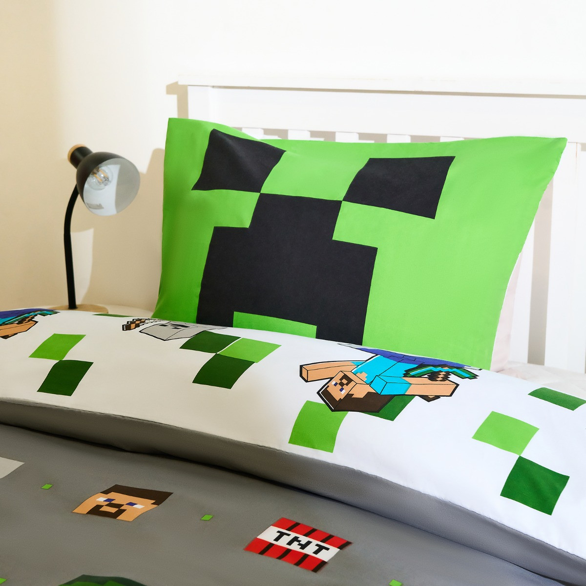 Minecraft Reversible Duvet Set, Grey - Double>