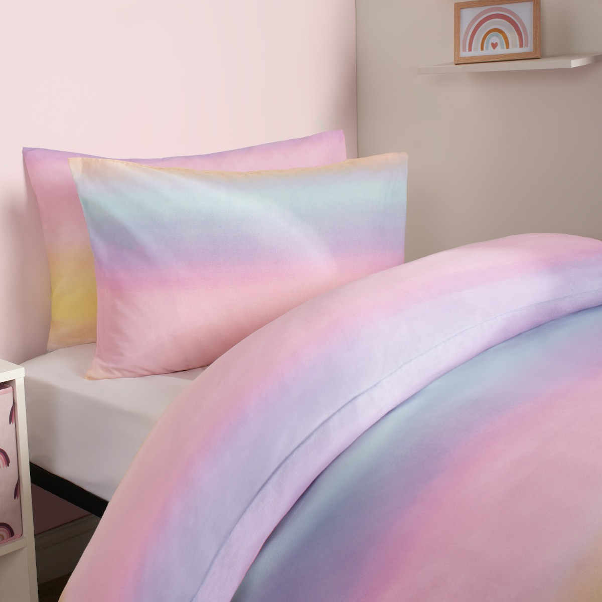 OHS Rainbow Ombre Duvet Set, Multi - Double>