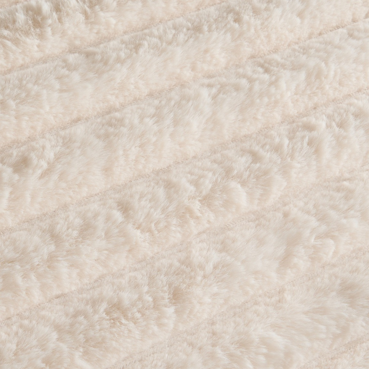 OHS Ribbed Faux Fur Duvet Set, Cream - Double>