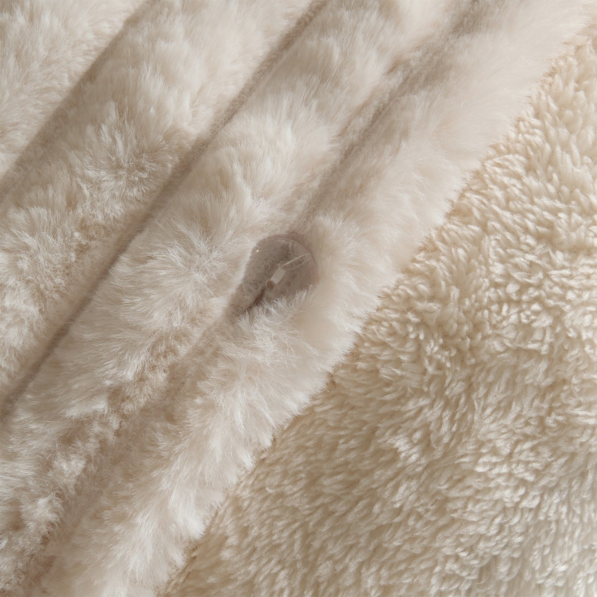 OHS Ribbed Faux Fur Duvet Set, Cream - Double>