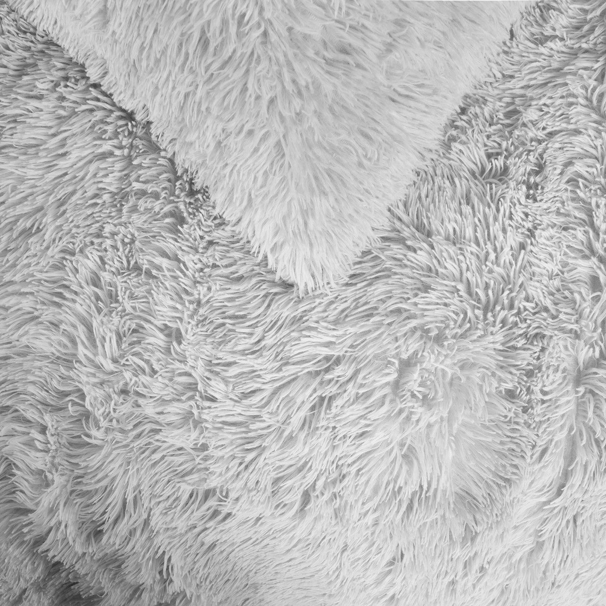 OHS Fluffy Fleece Duvet Cover Set - Silver>