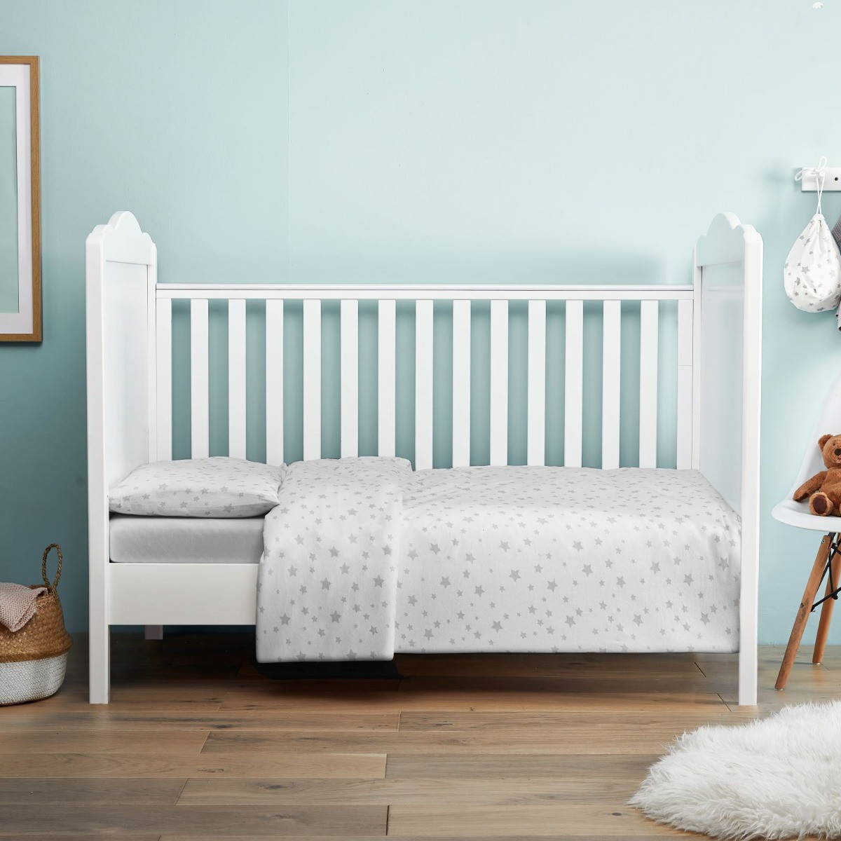 Silentnight Safe Nights Cot Bed Star Duvet Set Grey