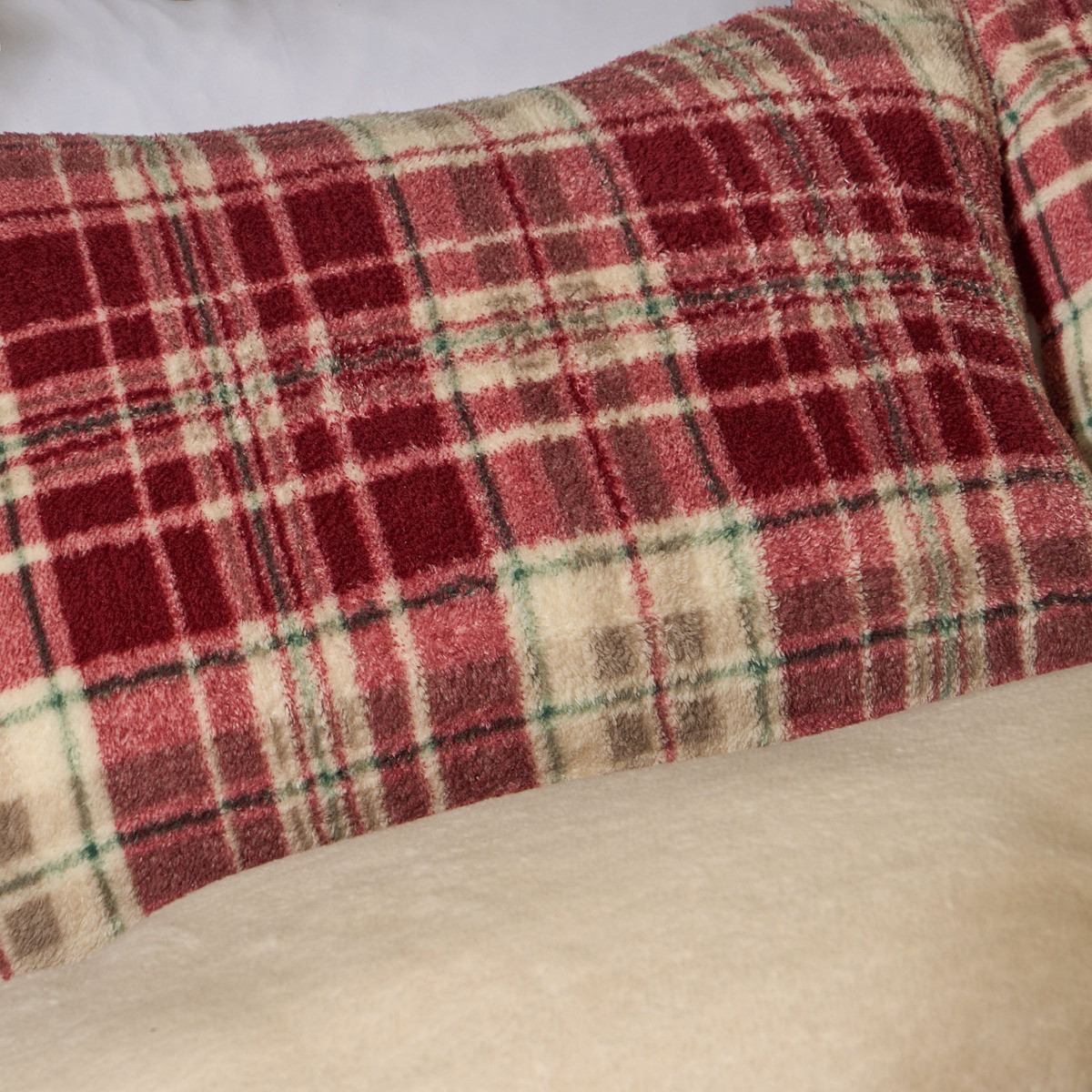 OHS Check Teddy Duvet Set - Red/Natural>
