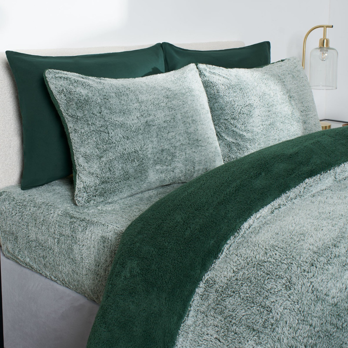 OHS Teddy Marl Duvet Set, Forest Green - Double>
