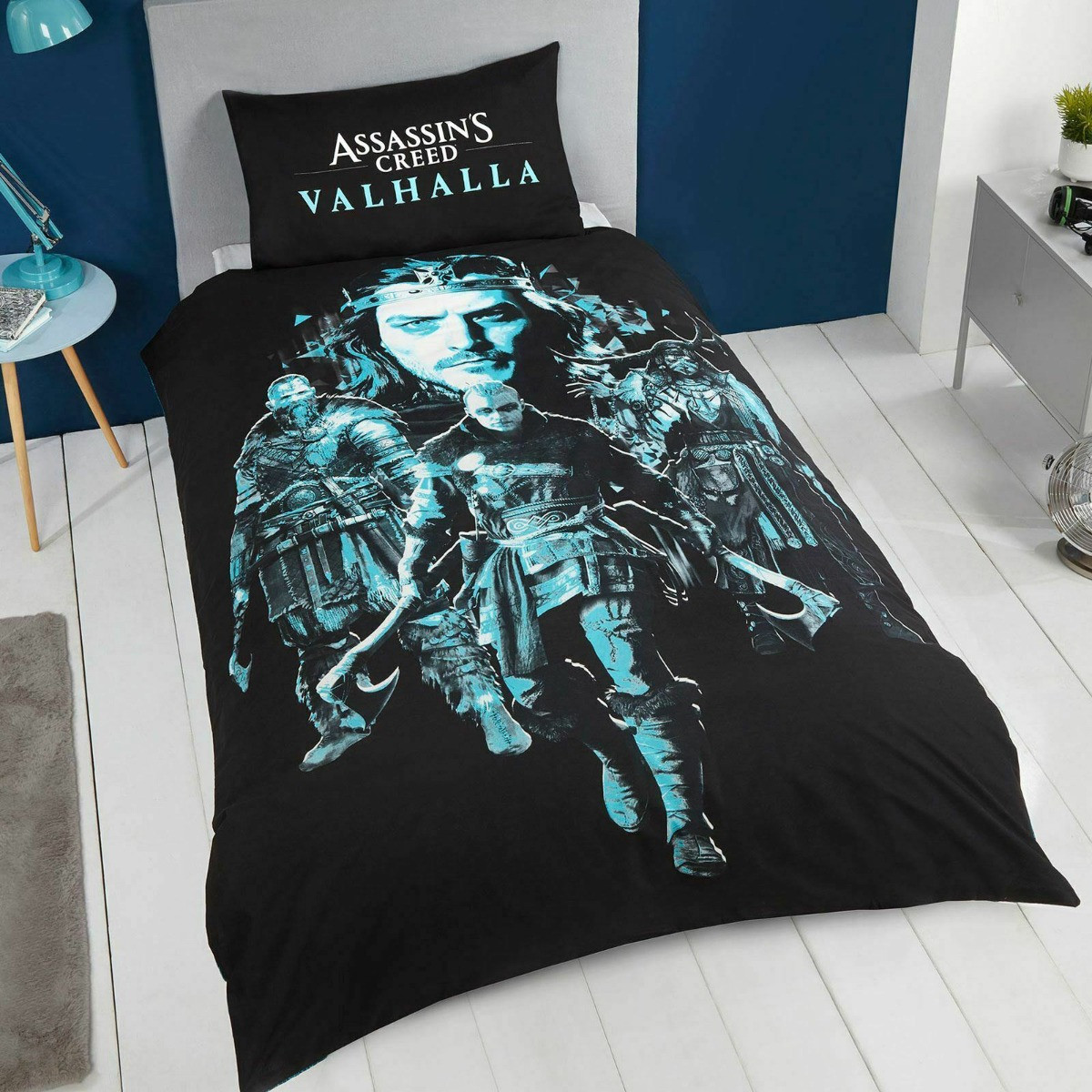 Assassins Creed Valhalla Reversible Duvet Set, Black - Single>