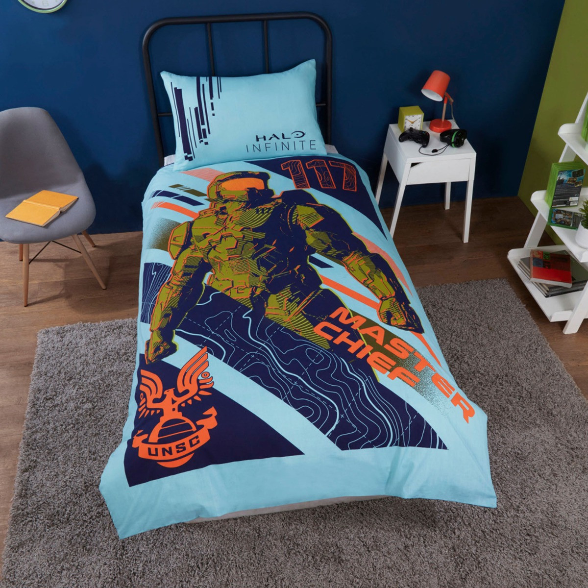 Halo Infinite Reversible Duvet Set, Blue - Single>