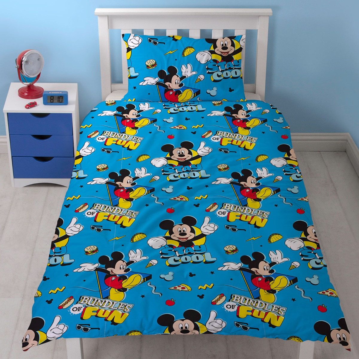 Disney Mickey Mouse Cool Reversible Duvet Set, Blue - Single>