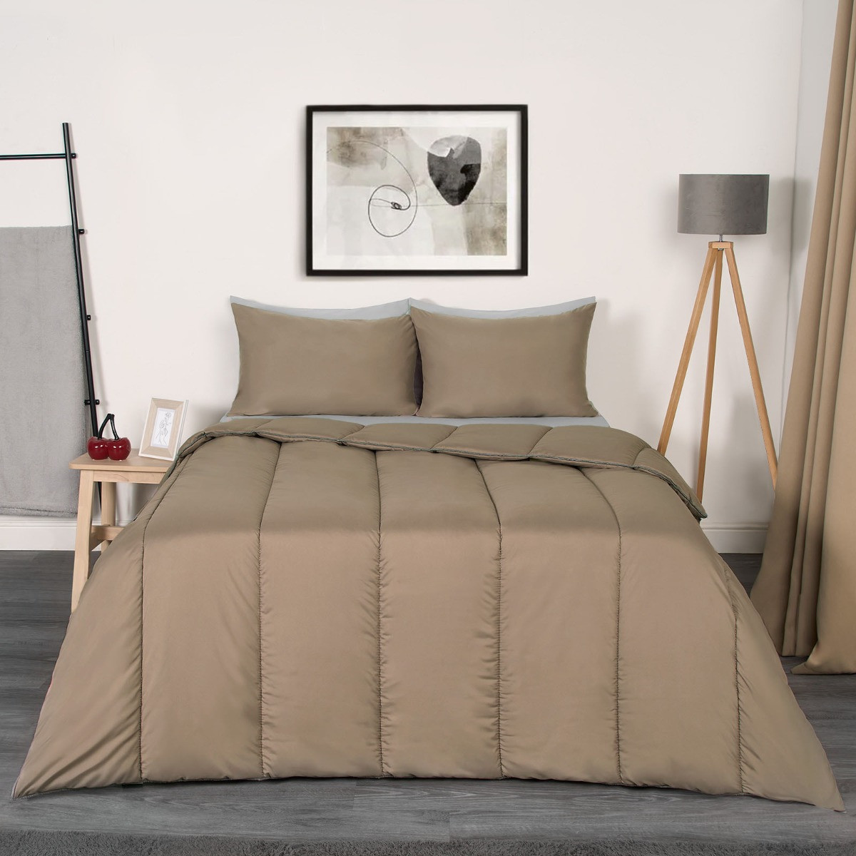 OHS Coverless 10.5 Tog Duvet With Pillowcase, Mink - Single>