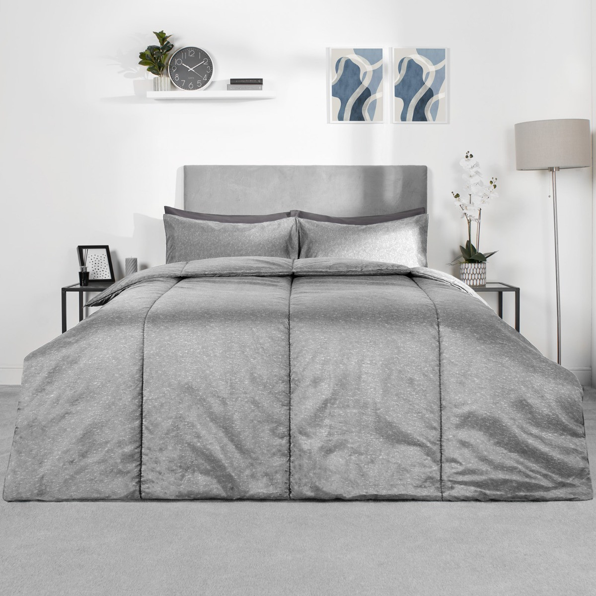 OHS Coverless 10.5 Tog Duvet With Pillowcase - Grey>
