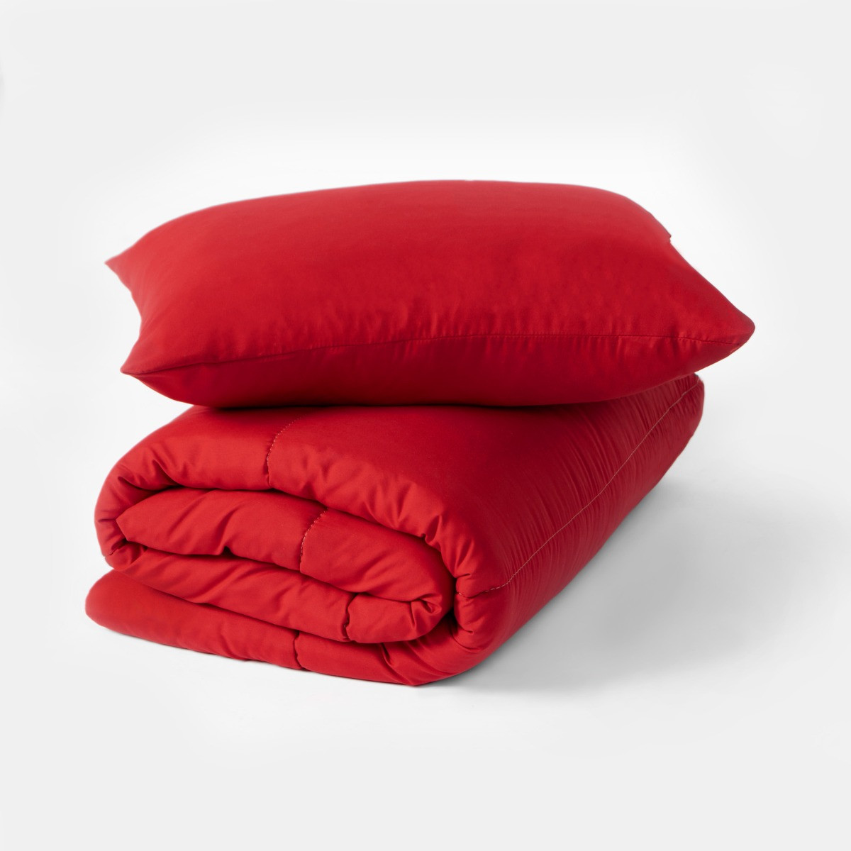 OHS Coverless 10.5 Tog Duvet With Pillowcase, Red - Single>