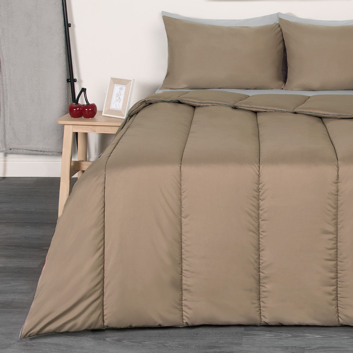 OHS Coverless 10.5 Tog Duvet With Pillowcase, Mink - Single>