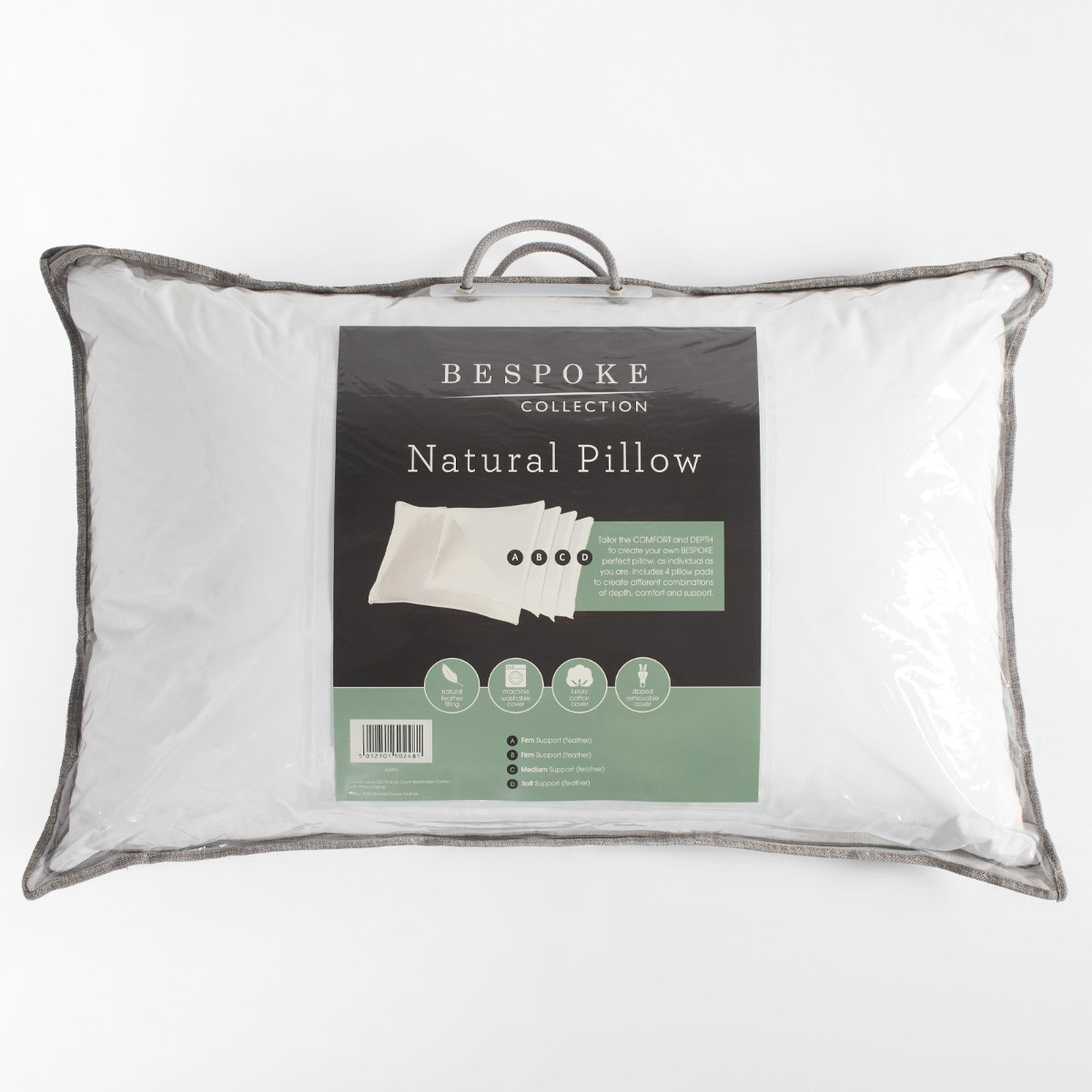 Bespoke Collection 4 In 1 Goose Feather Pillow, White 1 Pack
